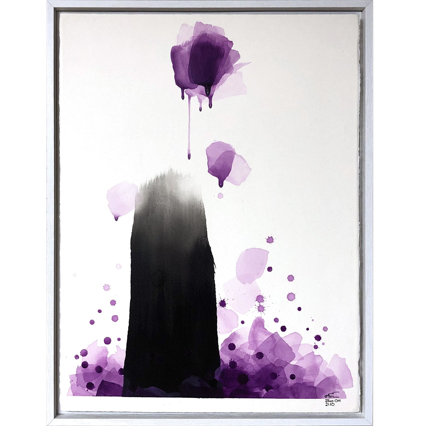 Purple and Black Floral Abstract Art JA022