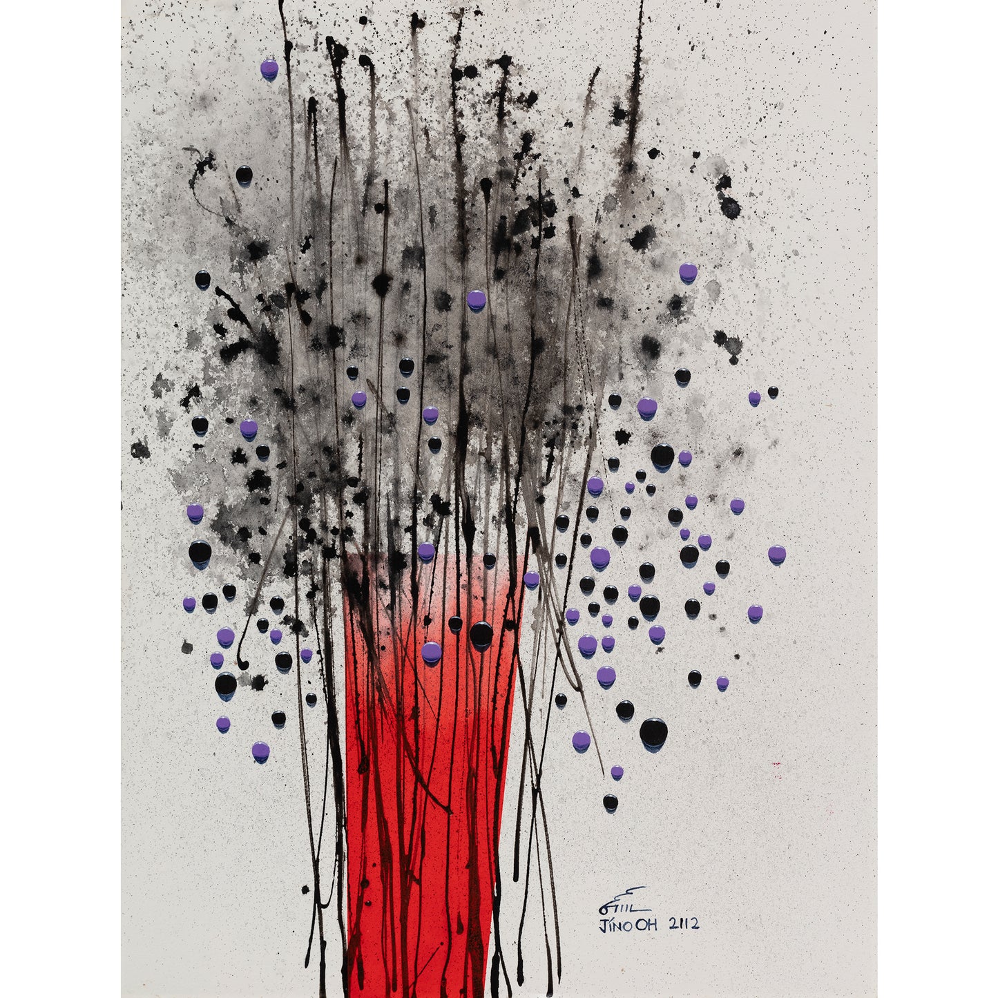 Black and Red Floral Abstract Art JA026