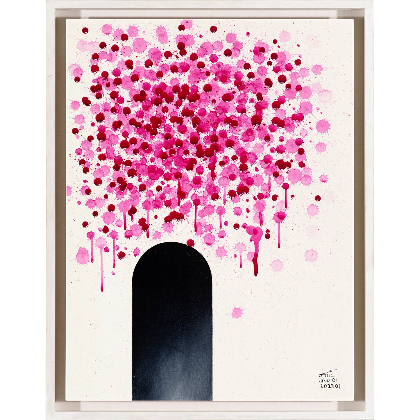 Pink and Black Floral Abstract Art JA032