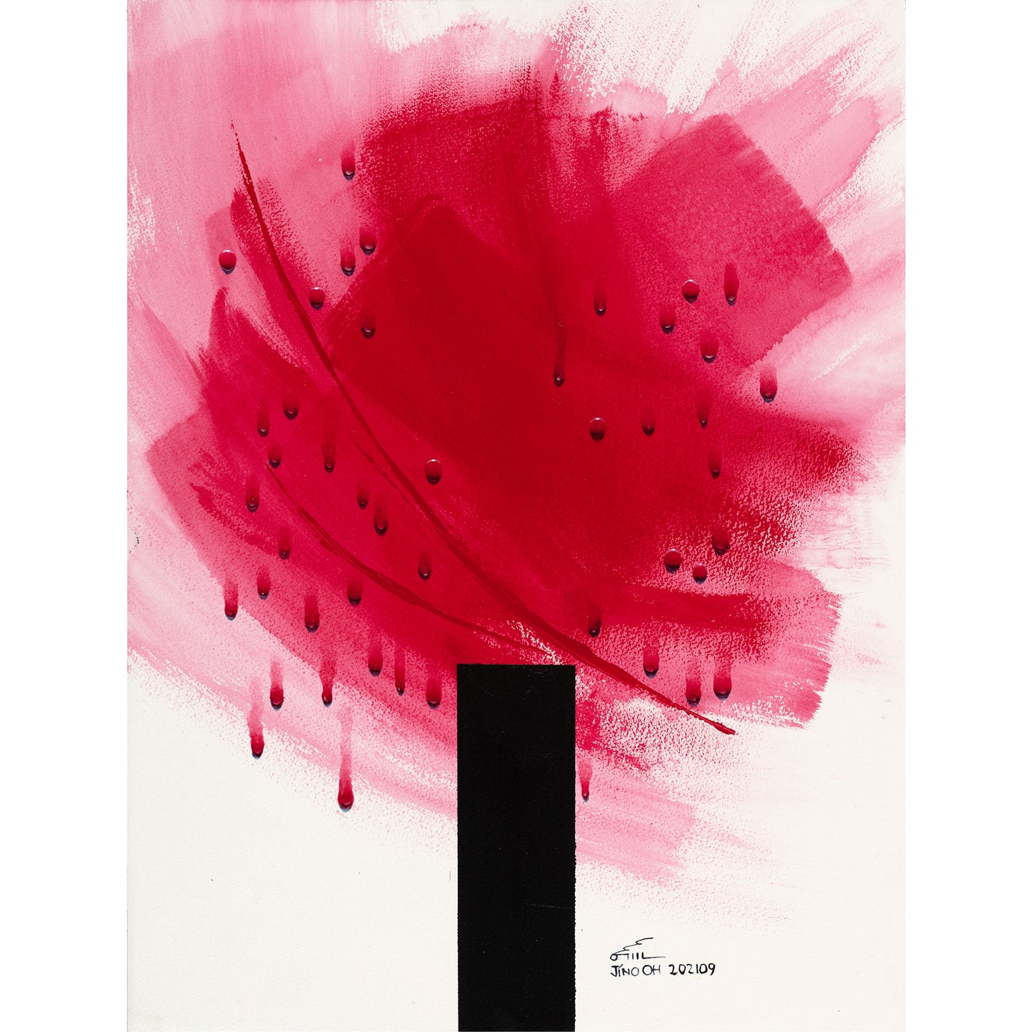 Red and Black Floral Abstract Art JA039