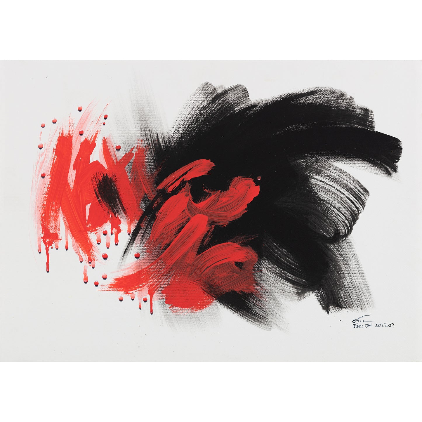 Red and Black Floral Abstract Art JA043