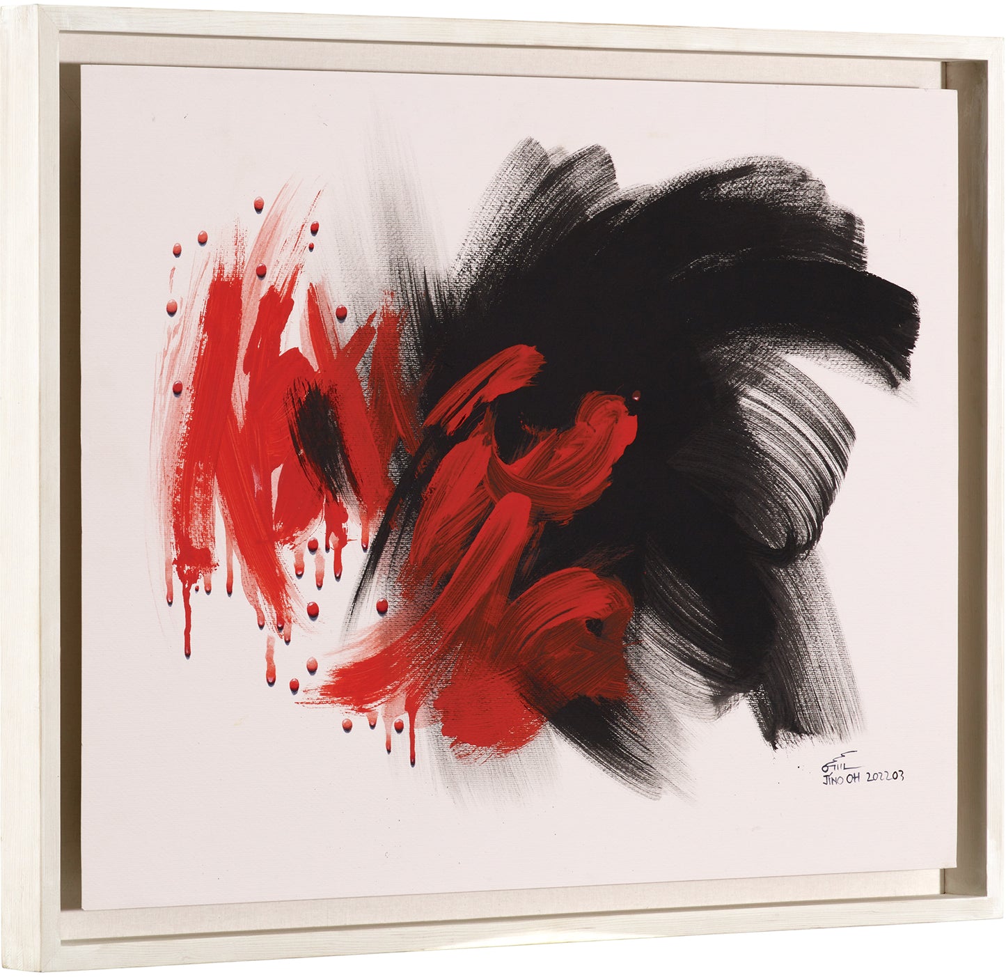 Red and Black Floral Abstract Art JA043