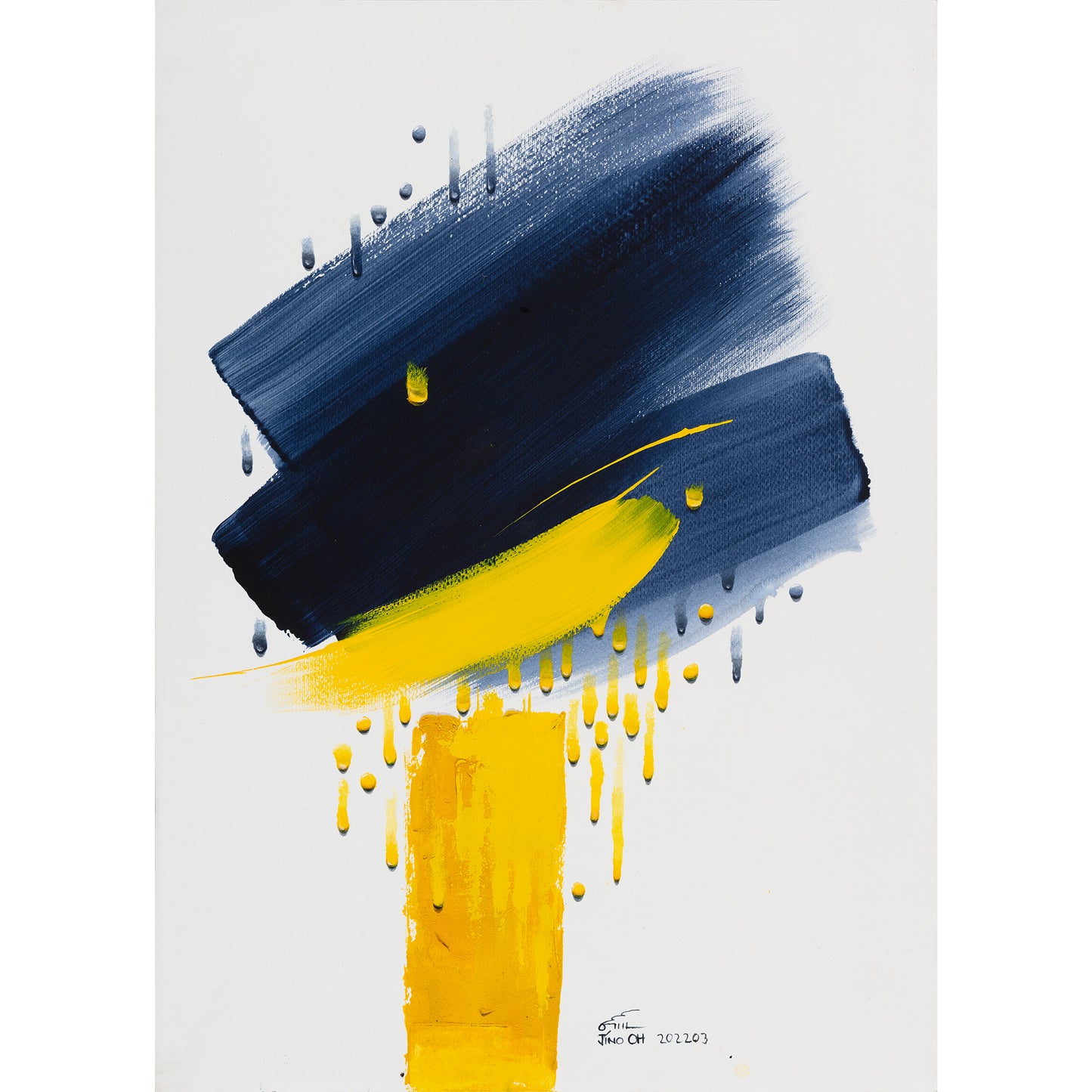 Blue and yellow Floral Abstract Art JA045