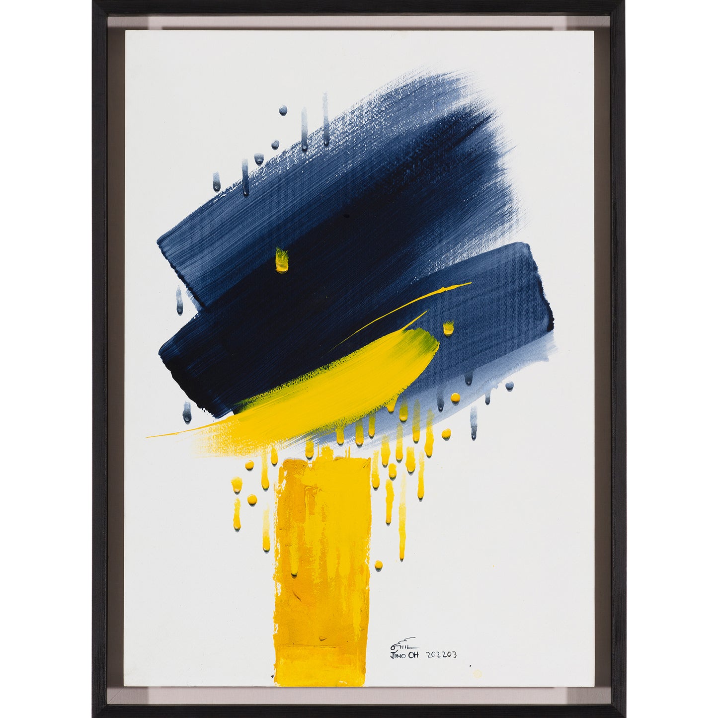 Blue and yellow Floral Abstract Art JA045