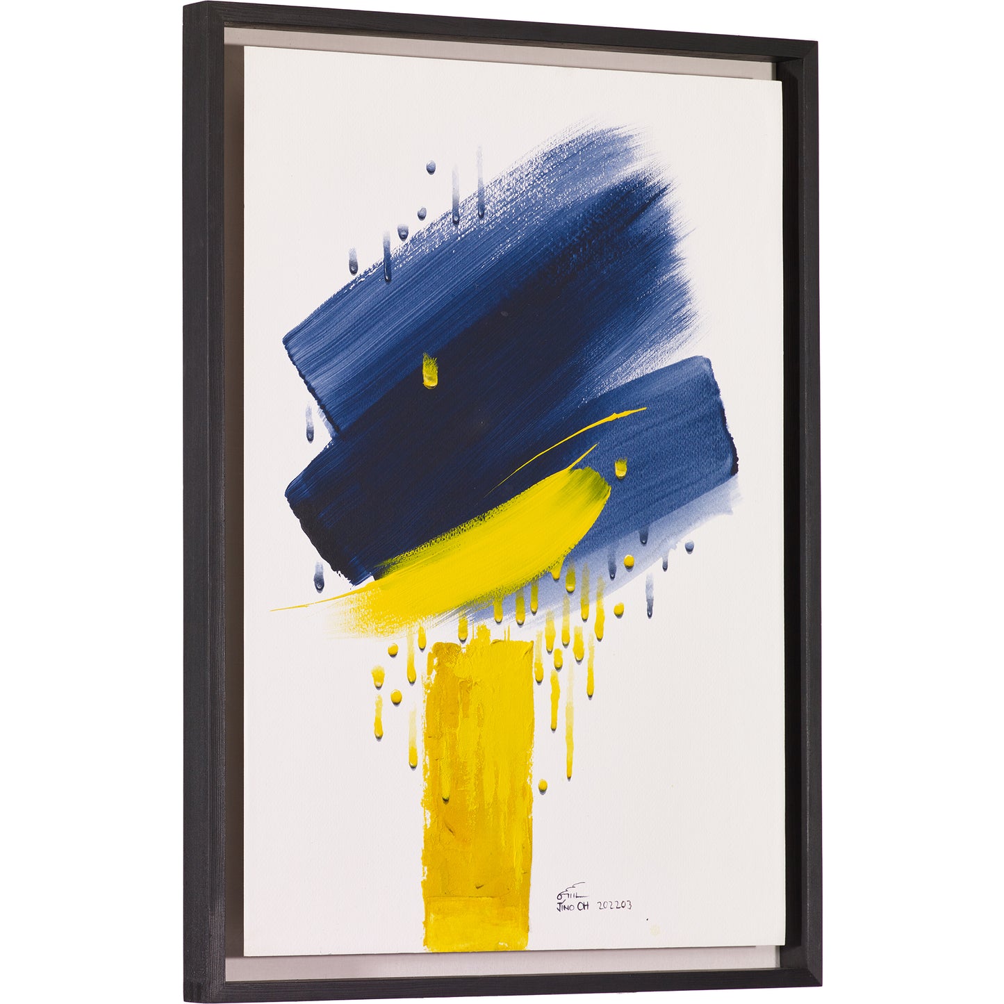 Blue and yellow Floral Abstract Art JA045