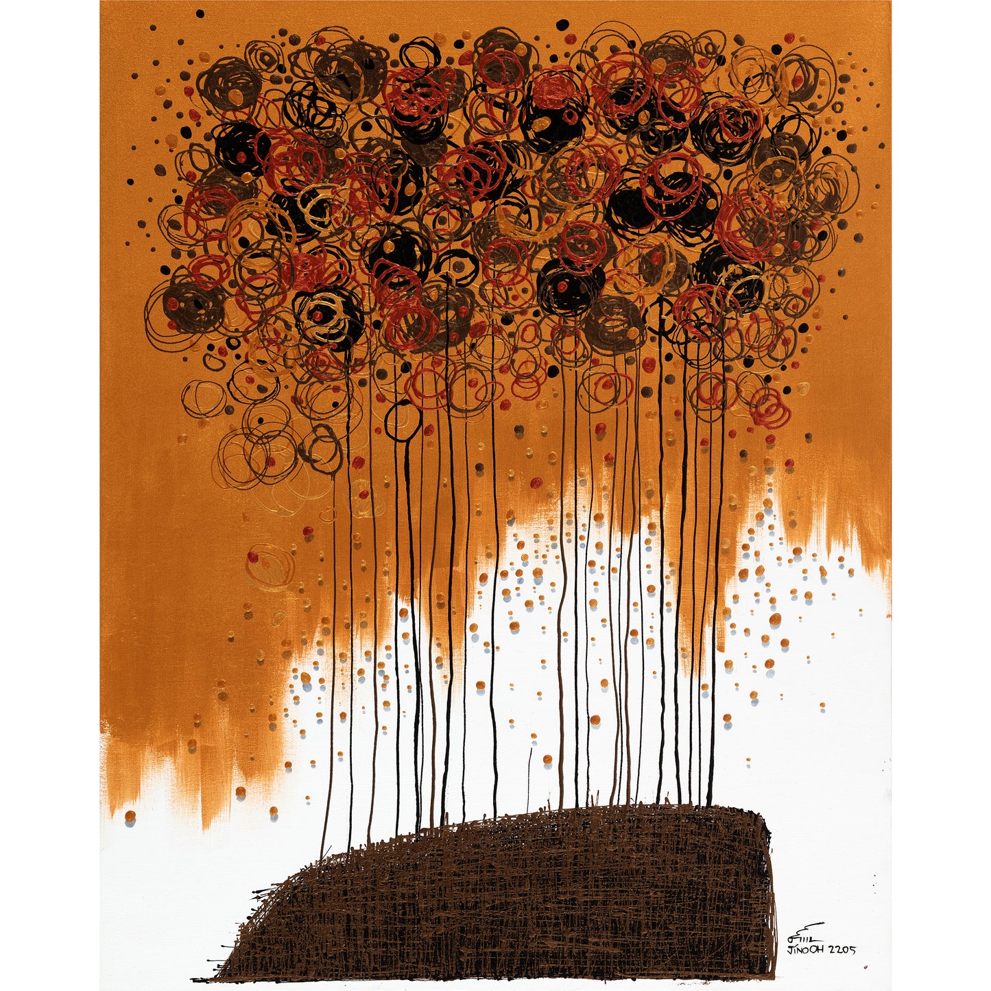 Gold, Bronze and Black Floral Abstract Art JA051