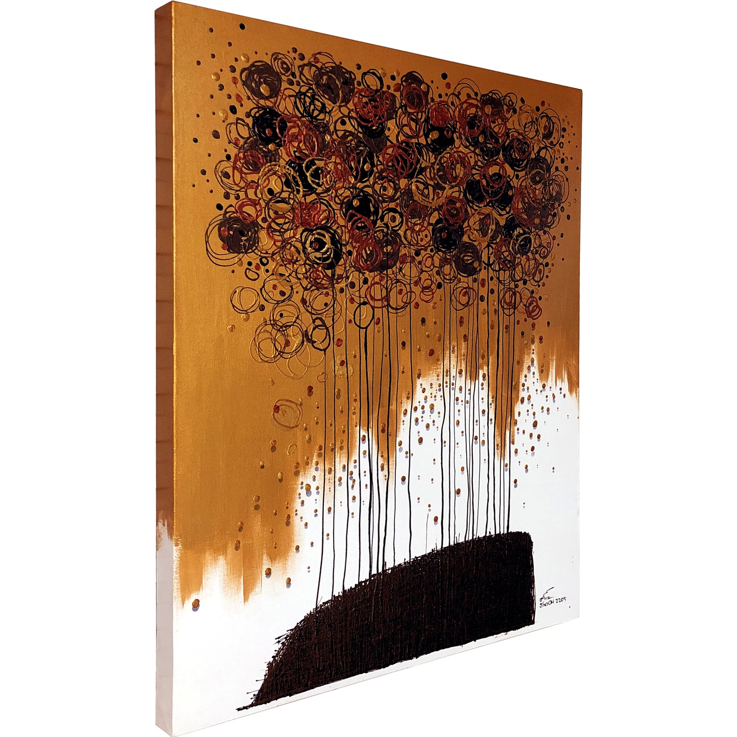 Gold, Bronze and Black Floral Abstract Art JA051