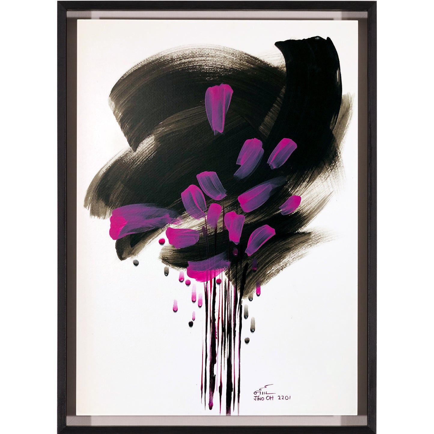 Black and Violet Floral Abstract Art JA053