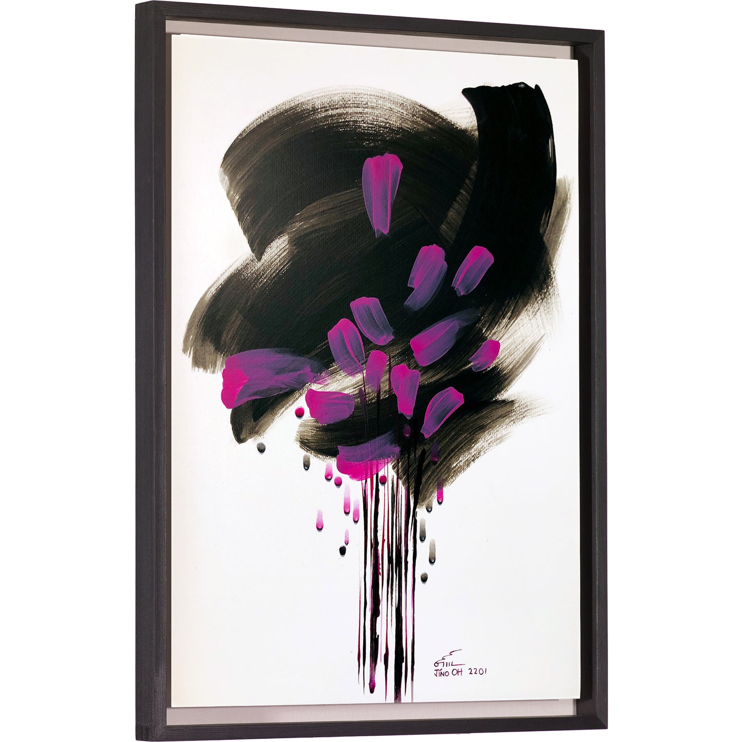 Black and Violet Floral Abstract Art JA053