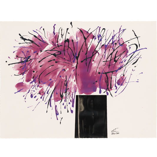 Purple and Black Floral Abstract Art JA062