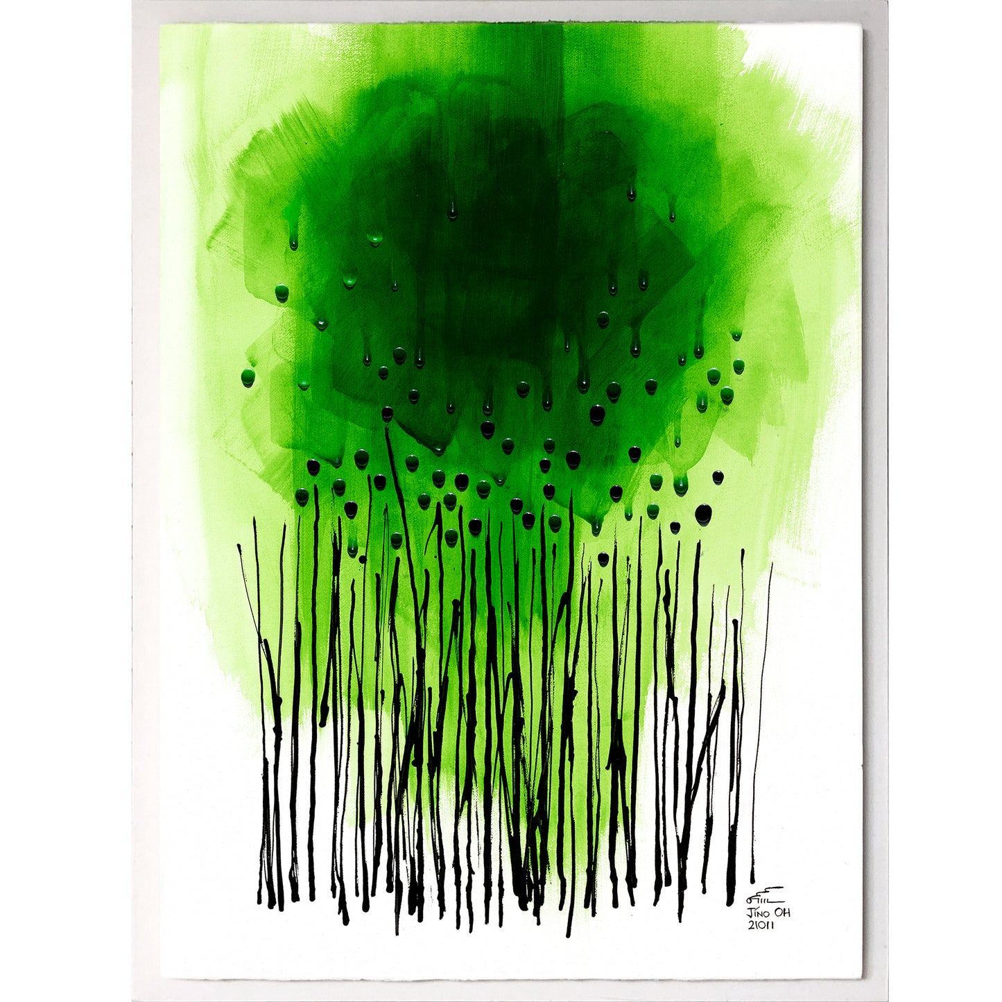 Green and Black Floral Abstract Art JA023