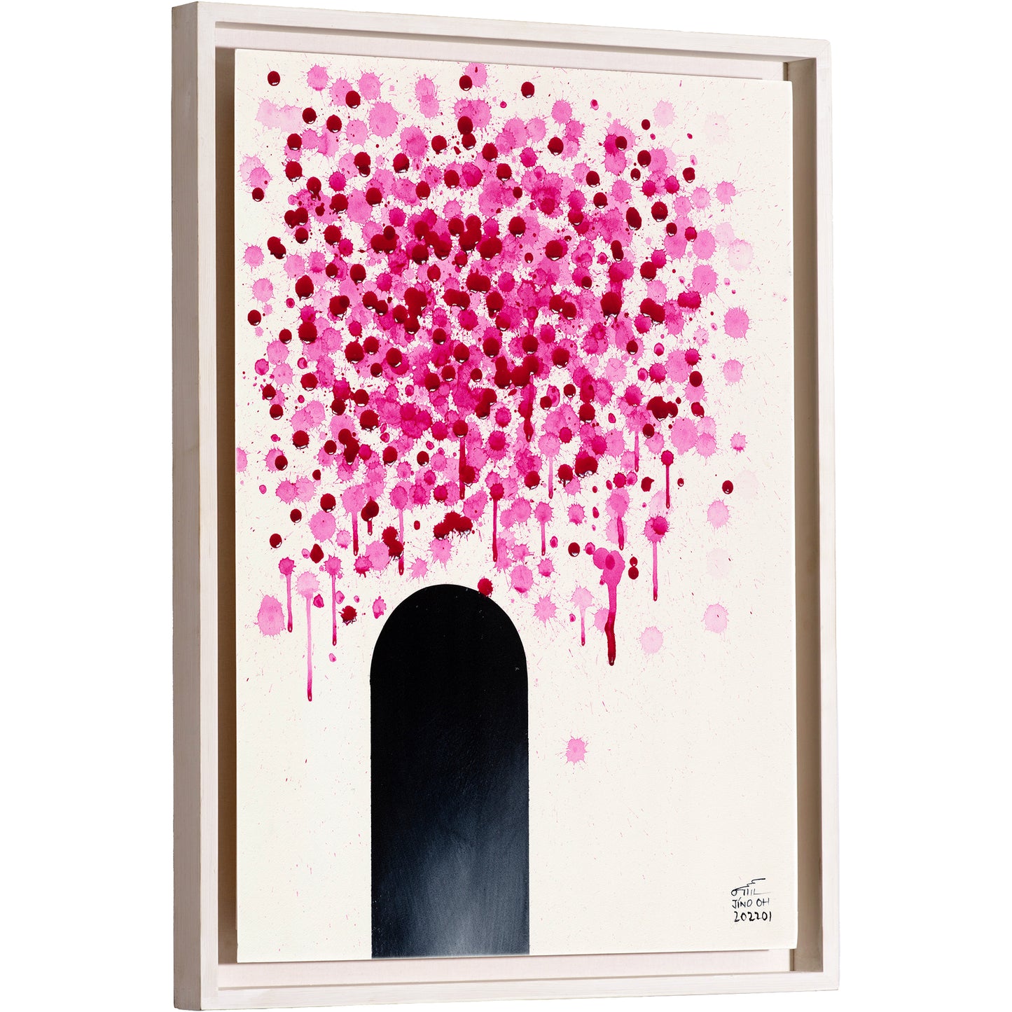 Pink and Black Floral Abstract Art JA032