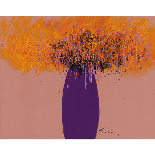 Orange, Yellow and Purple Floral Abstract Art JA033