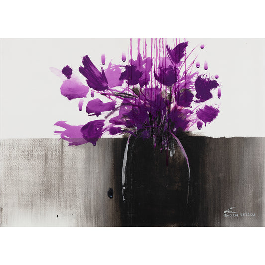 Purple and Black Floral Abstract Art JA038