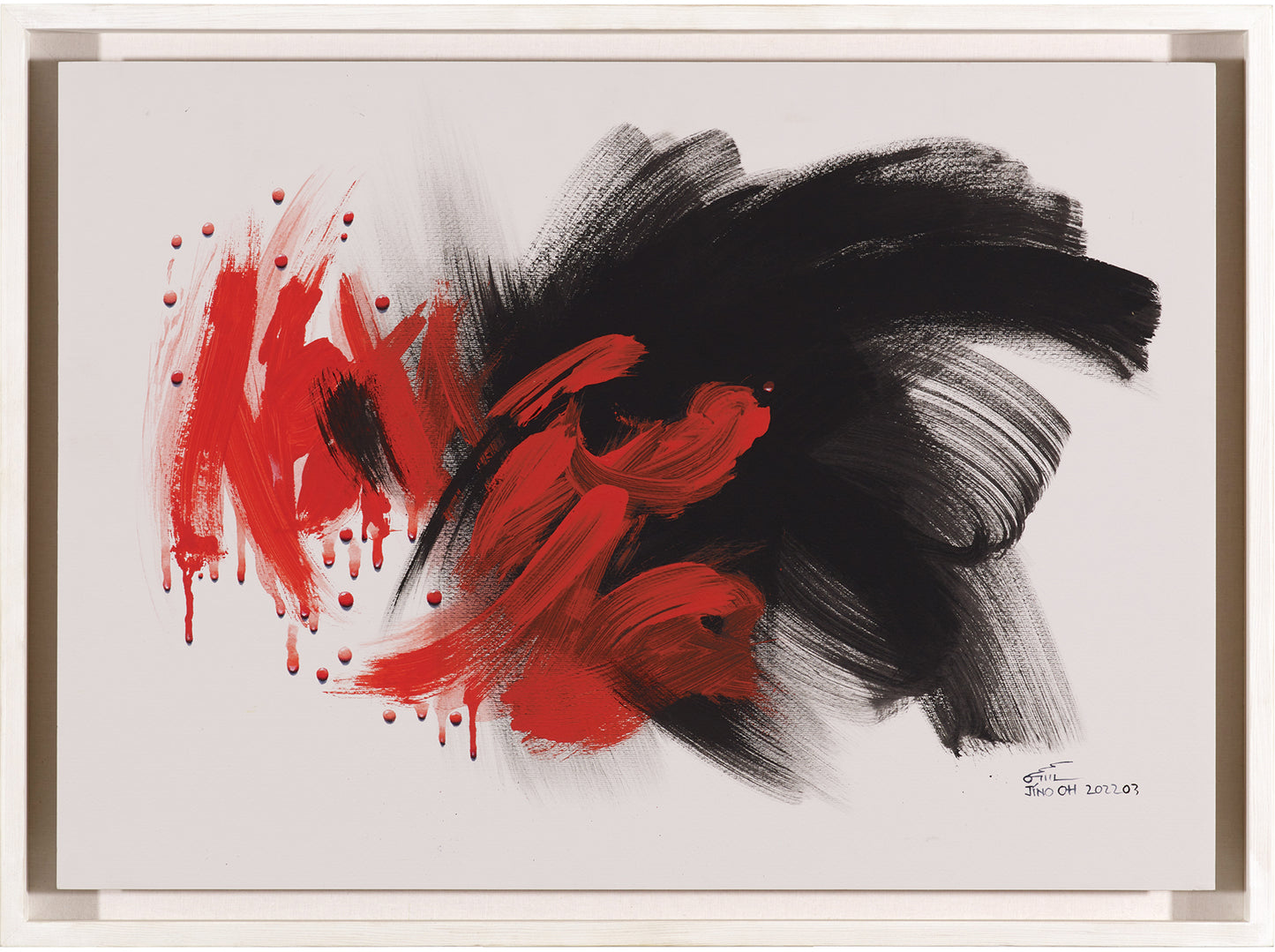 Red and Black Floral Abstract Art JA043