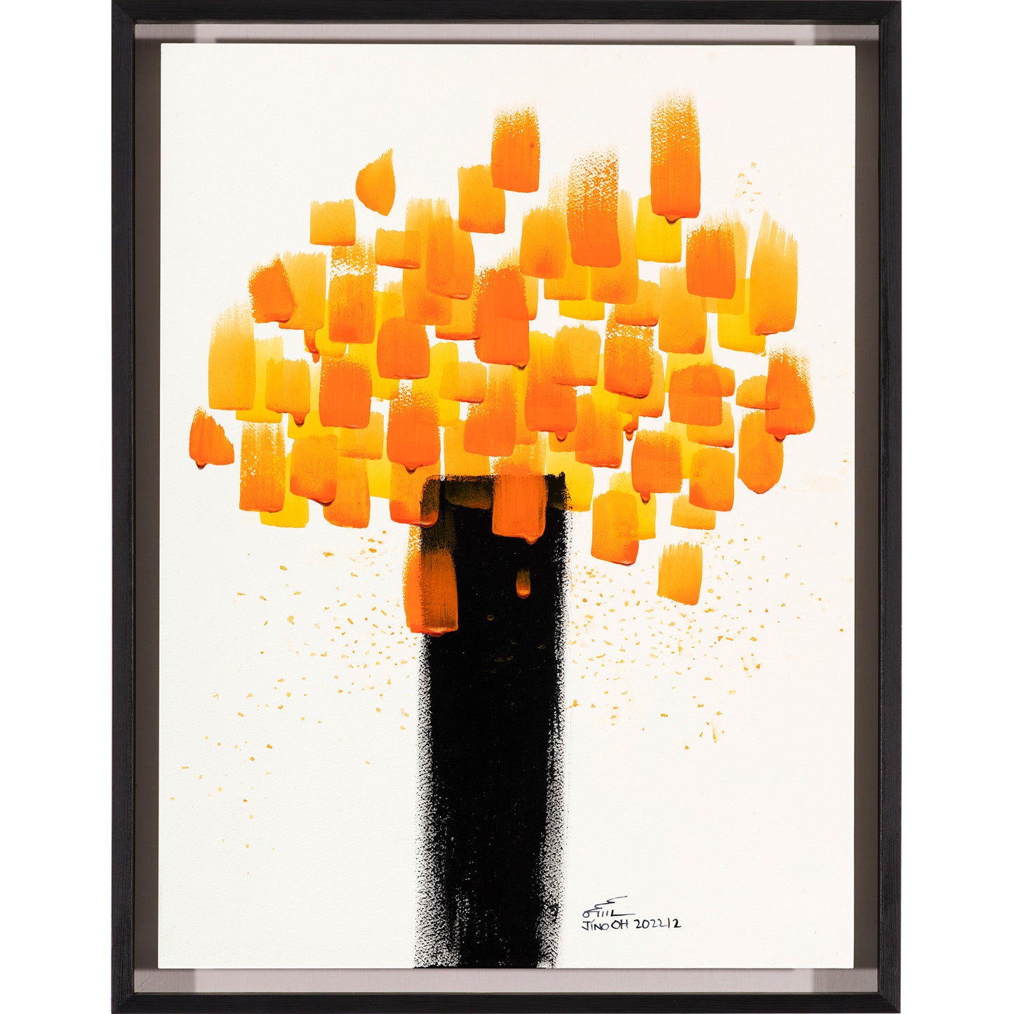 Orange and Black Floral Abstract Art JA049