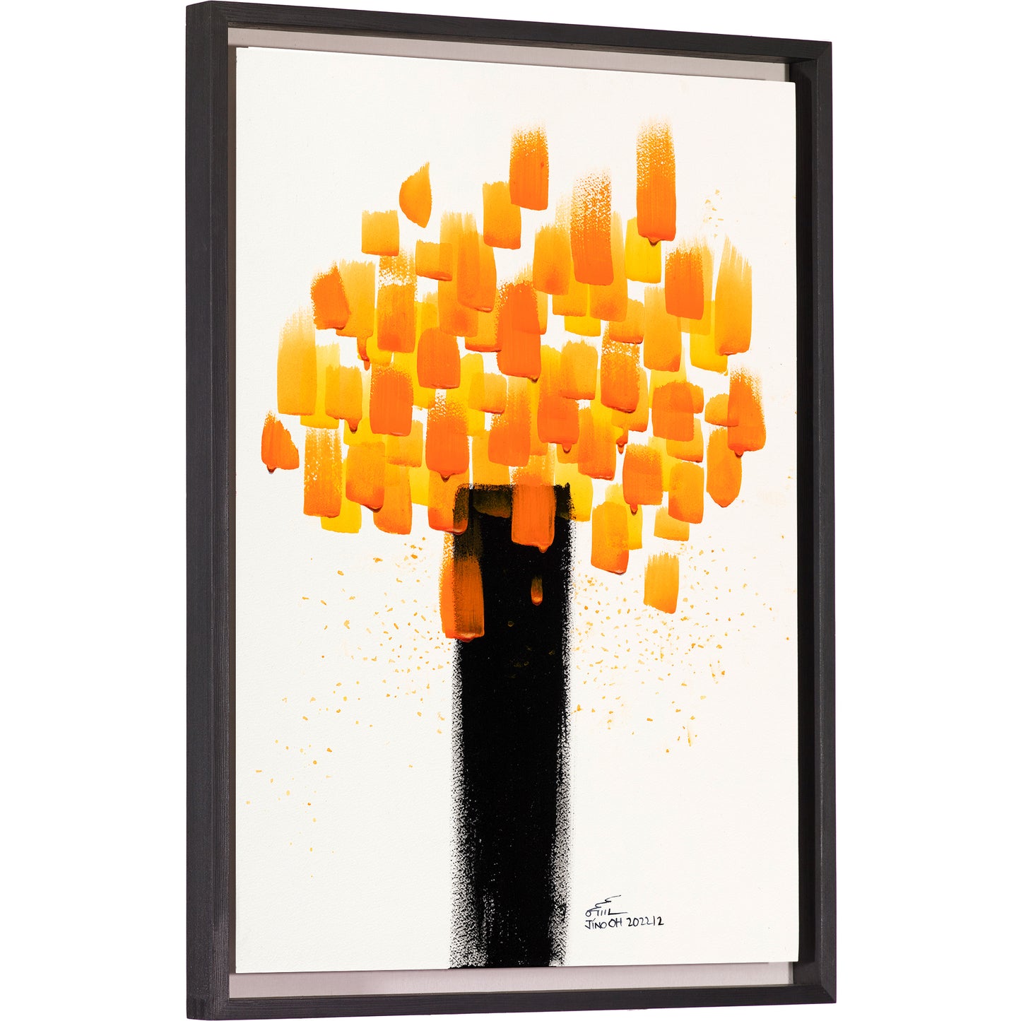 Orange and Black Floral Abstract Art JA049