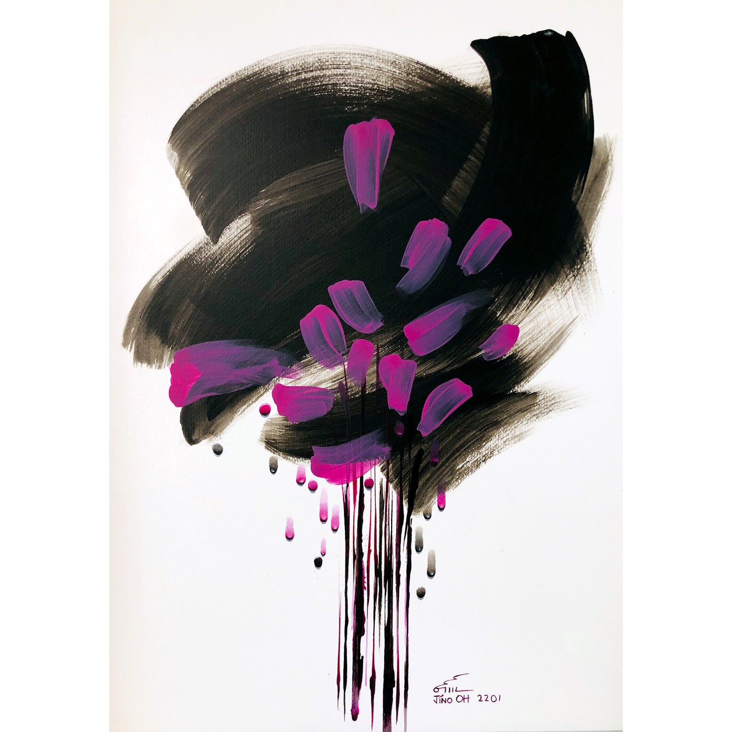 Black and Violet Floral Abstract Art JA053