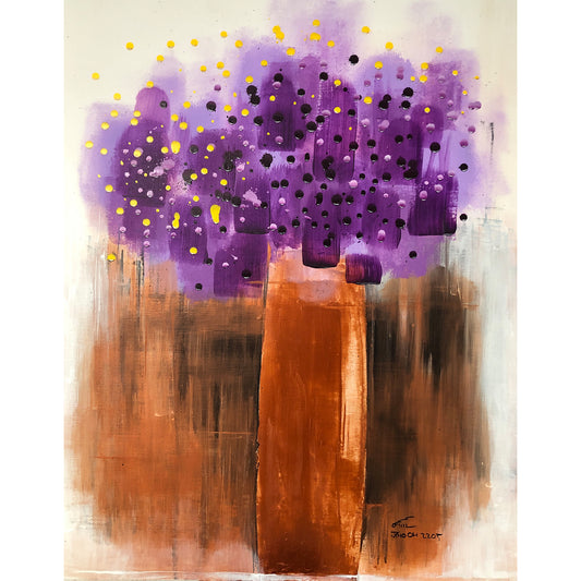Purple and Copper Gold Floral Abstract Art JA055