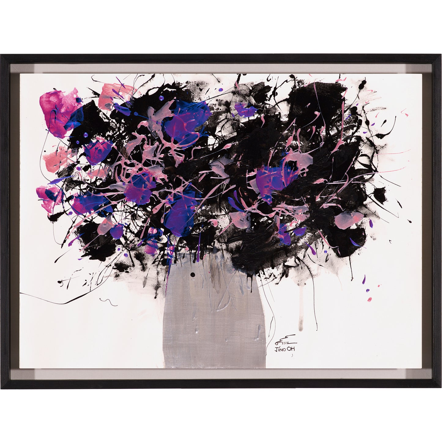 Violet and Black Floral Abstract Art JA057