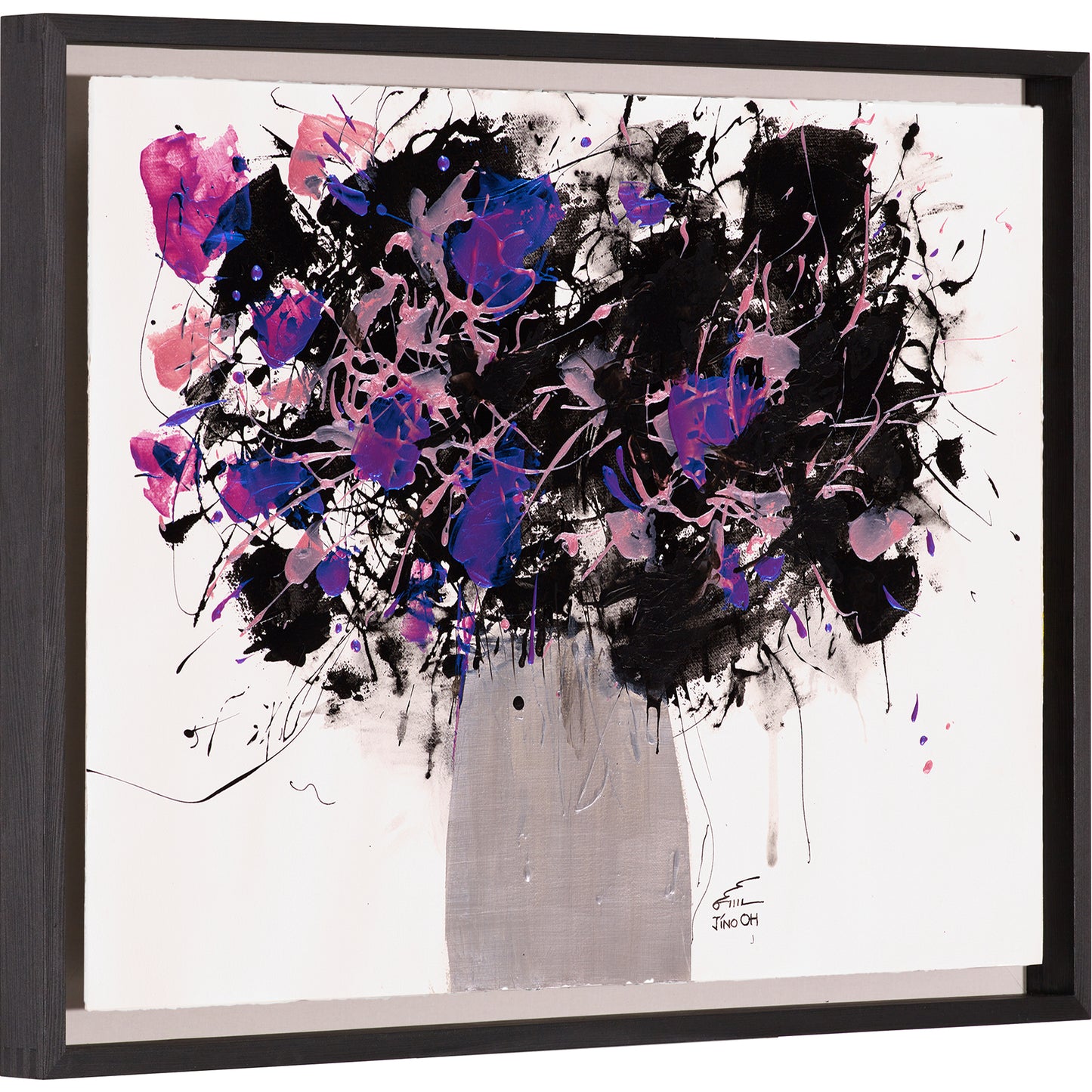 Violet and Black Floral Abstract Art JA057